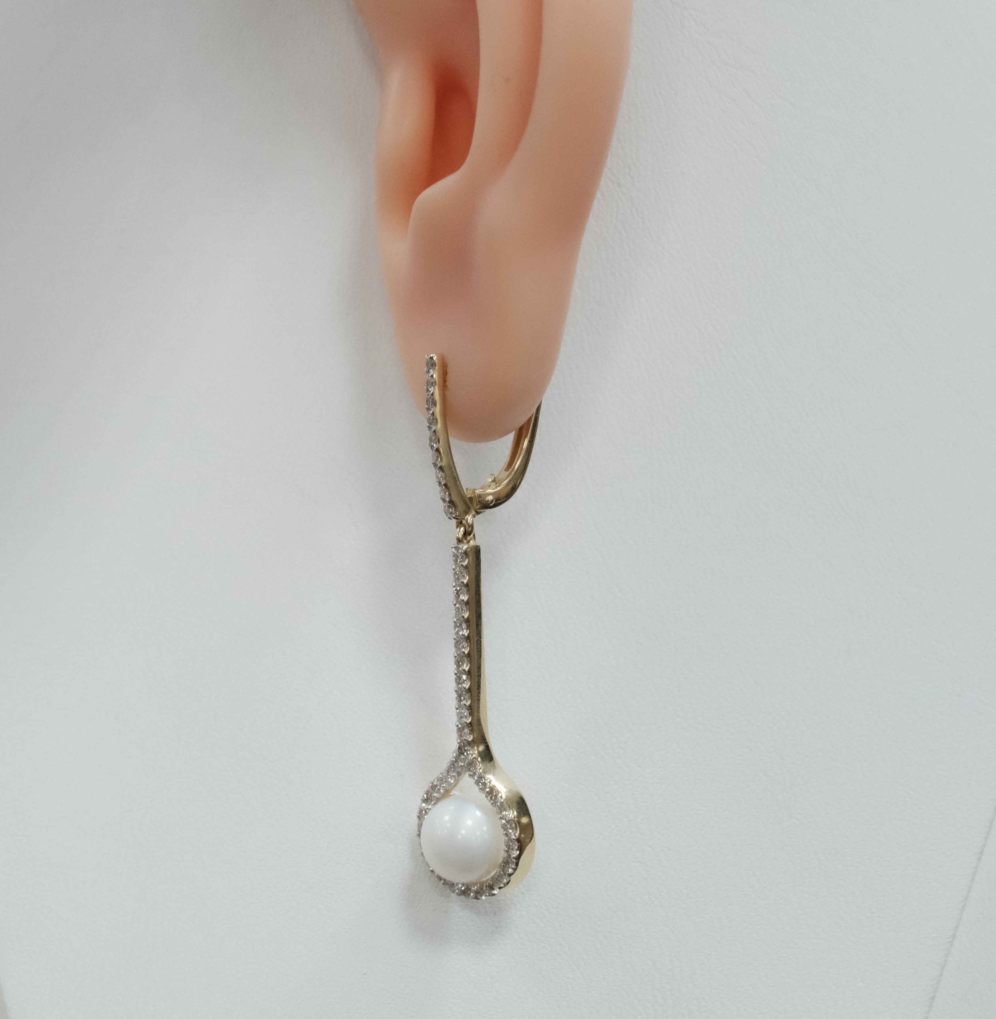 Серьги из желтого золота с жемчугом